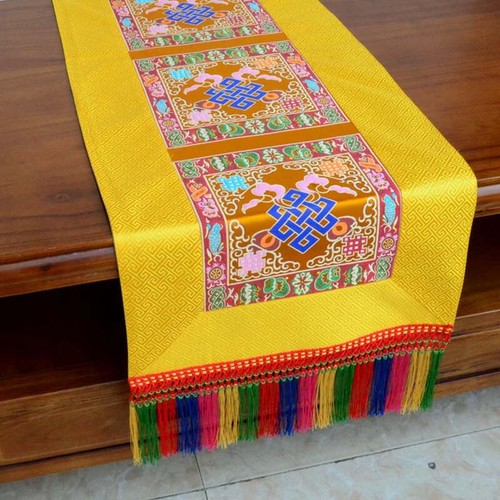 Copritavolo Buddista Tibet Buddismo Tempio Otto Ricami di buon auspicio - Foto 5 di 7