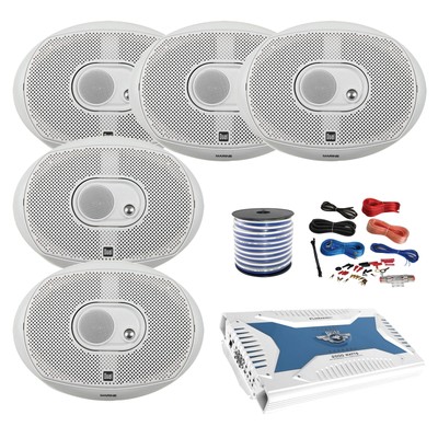 Pyle 6-Ch Marine Bluetooth Amplifier, 6x 6x9'' 300 Watt Speakers, Amp Kit, Wire