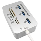 Aluminum 3 Port USB 3.0 Hub MS SD M2 TF Multi-In-1 Memory Card Reader Adapter US