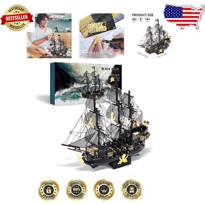 3D Metal Craft Kit: Black Pearl Pirate Ship Puzzle for Home Decor & Family Time