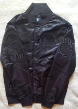 Golden State Warriors Pro Standard Black-Out Satin Jacket OG Bay Badges Large🔥