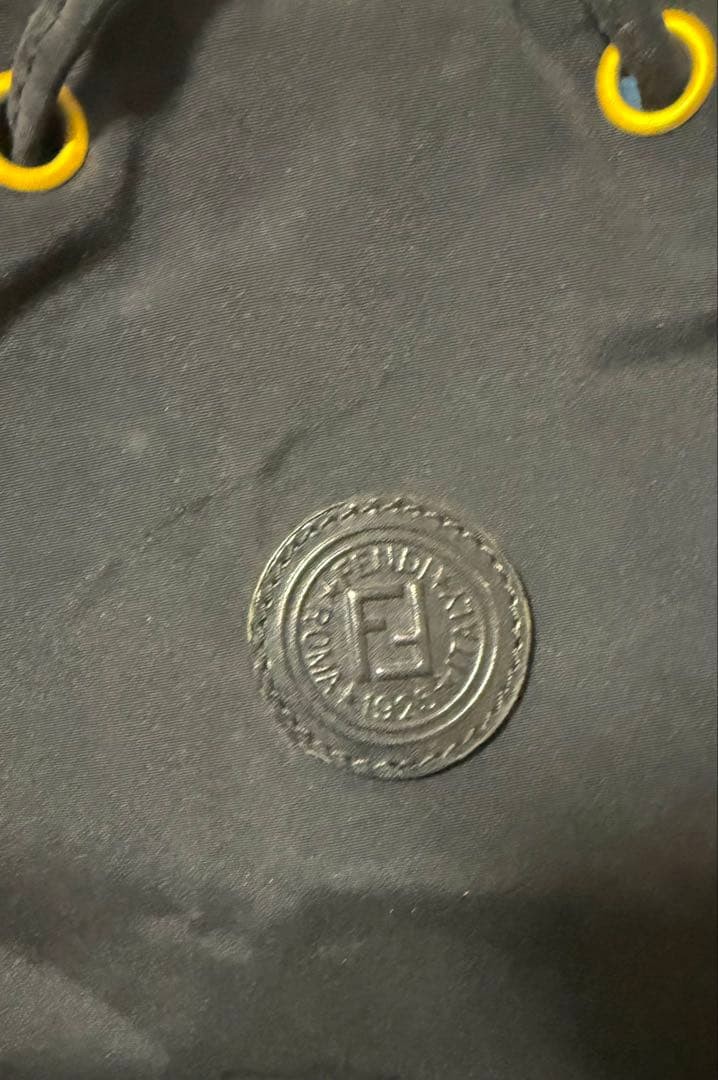 FENDI Nylon Logo Tape Drawstring Backpack Black B… - image 6