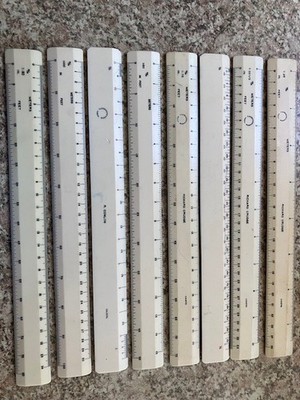 Vintage T. Alteneder & Sons Drafting Rulers 8pc in wooden box & 3 other rulers
