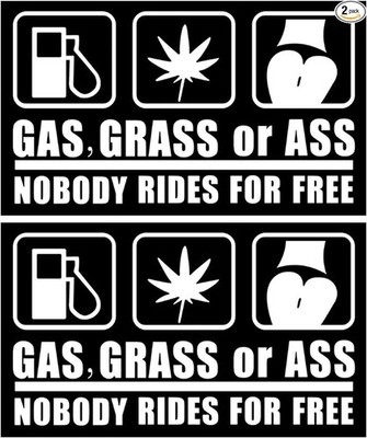 2-Pack Gas Grass or Ass Vinyl Decal Stickers for Car Truck SUV Bump Size: 2PCS