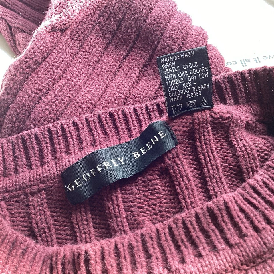 Suéter de Colección Años 90 Geoffrey Beene Grueso Algodón Tejido con Cable Pescador Abuelo Hombres LRG Foto 3 de 4