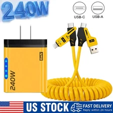 240W Fast Charging Wall Charger & 4-IN-1 Cable For Samsung iPhone Android Phone