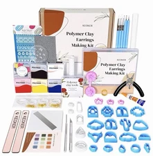 Polymer Clay Earrings Making Kit –23 Cutters, 5 Colors, Tools & Design Guide NEW