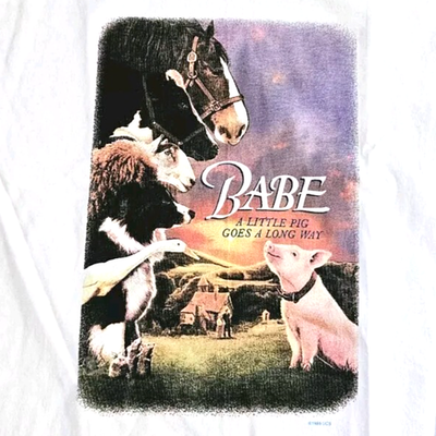 Rare Vintage 90s 1995 Babe Movie Promo T Shirt XL Pig | eBay