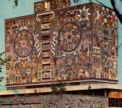 Vintage Postcard Central Library National Autonomous University Mexico City
