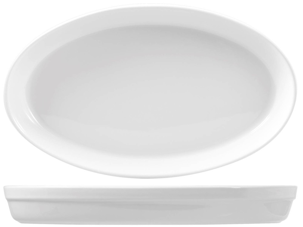 Oval Porcelain Baking Dish Rome White 45 cm Saturnia