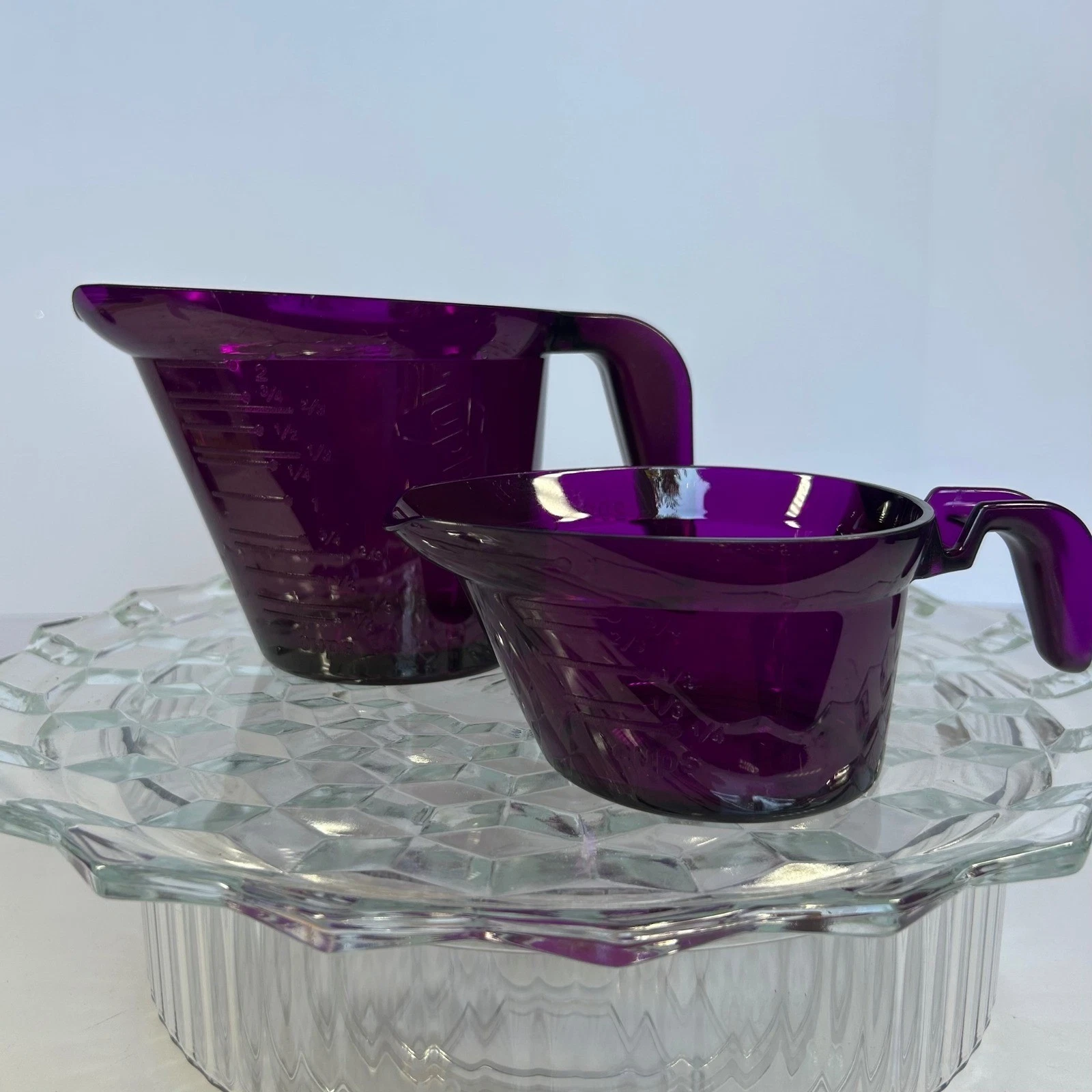 Vintage Purple Measuring Cups Set of Two Kitchen Prep Decor