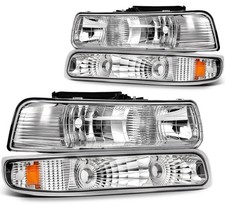 Pair Headlight Assembly Fit For Chevrolet Silverado 1500 Hd 6.0l 2001-2002 Pair Headlight Assembly Fit For Chevrolet Silverado 1500 Hd 6.0l 2001-2002