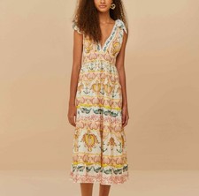 Farm Rio Off-White Maritime Magic Midi Dress Size M NEW NWT