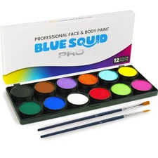PRO Professional Face Painting Kit - 12 Color Palette with 2 Brushes, Face & ...
