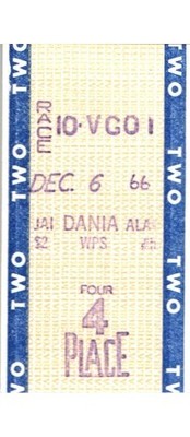 Dania Jai Alai Betting Ticket 4 PLACE TWO TWO TWO 10-VGOI 1966