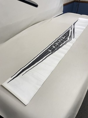 LOWE SILVER/ CHARCOAL/ BLACK 78 1/2'' L X 8 3/8'' H SIDE GRAPHIC DECAL MARINE BOAT