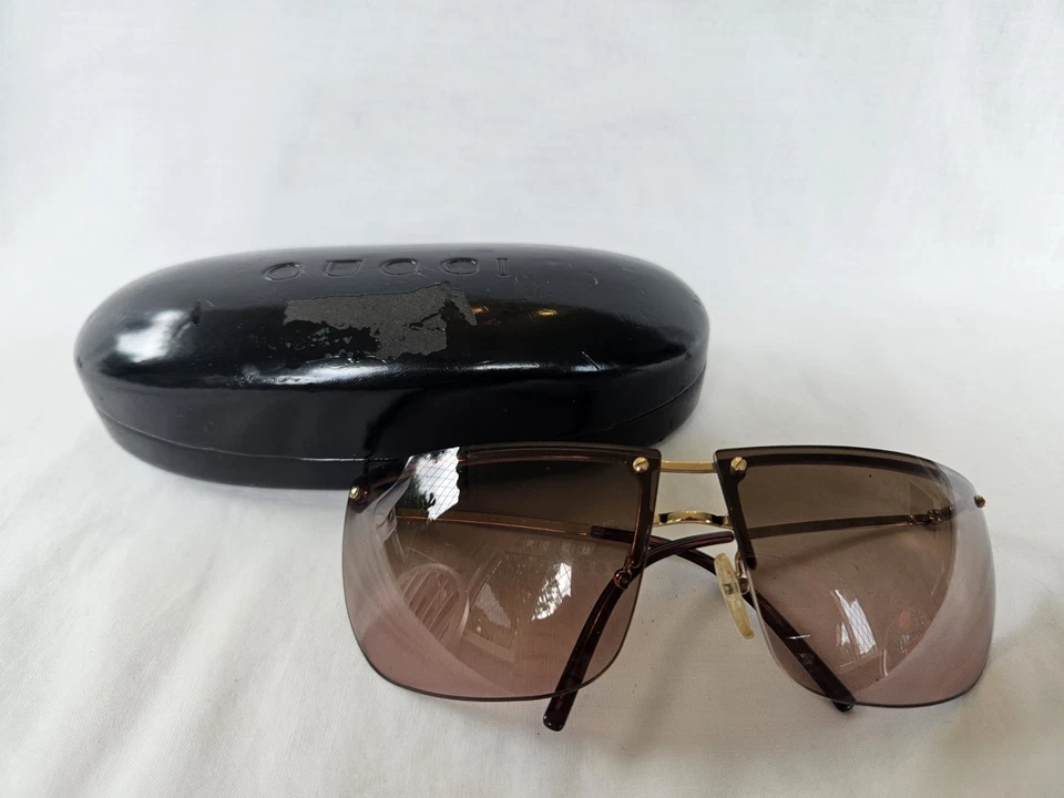 Gucci GG 2662/S Shield Sunglasses Brown Gold 68-10 115 Made in Italy + Case - Image 2 of 4