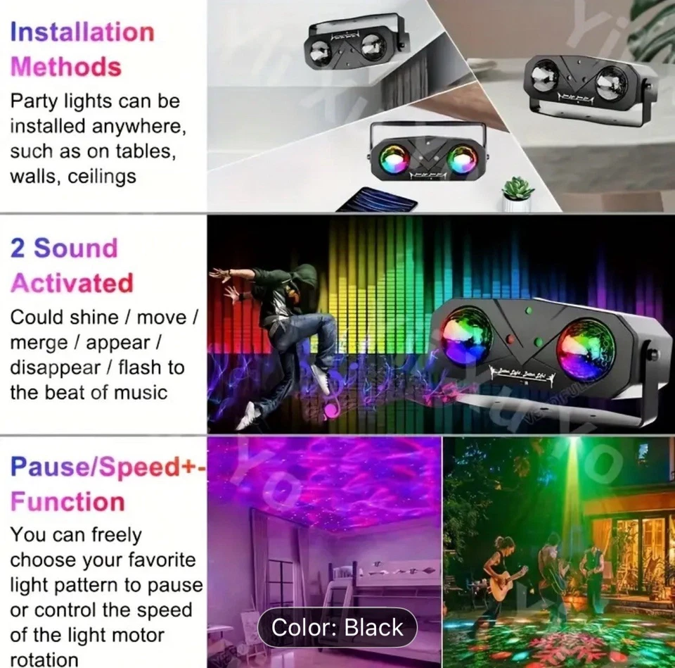 Projetor de luz de festa 3 em 1 com controle remoto adequado para qualquer ocasião - Imagem 4 de 4