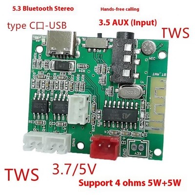 Multifunction Speaker DIY 5.2 BT Module 5V 5W+5WTWS Power Amplifier PCBA Board