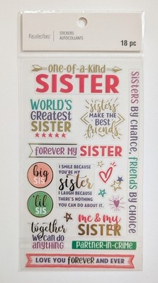One Of A Kind Sister Family Clear Flat Scrapbooking Stickers by Recollections 