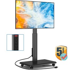 Rolling TV Cart with Power Outlet for 32-70 inch TVs, Height Adjustable Black