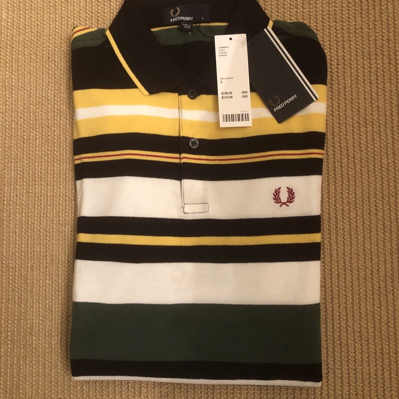 FRED PERRY STRIPED POLO SHIRT SIZE SMALL NWT 100% AUTHENTIC GUARANTEED