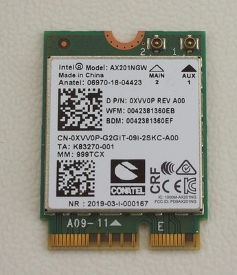 INTEL AX201NGW DUAL BAND Wi-Fi 5.0 AND 2.4GHZ + BLUETOOTH NETWORK CARD