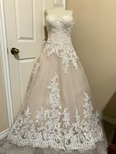 Sweetheart Strapless Lace Embroidered Tulle Ball Gown Corset Train Ivory