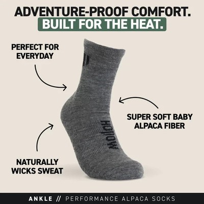 New Hollow Alpaca Ankle Socks Grey Large Men 10-13 Women 10.5-13