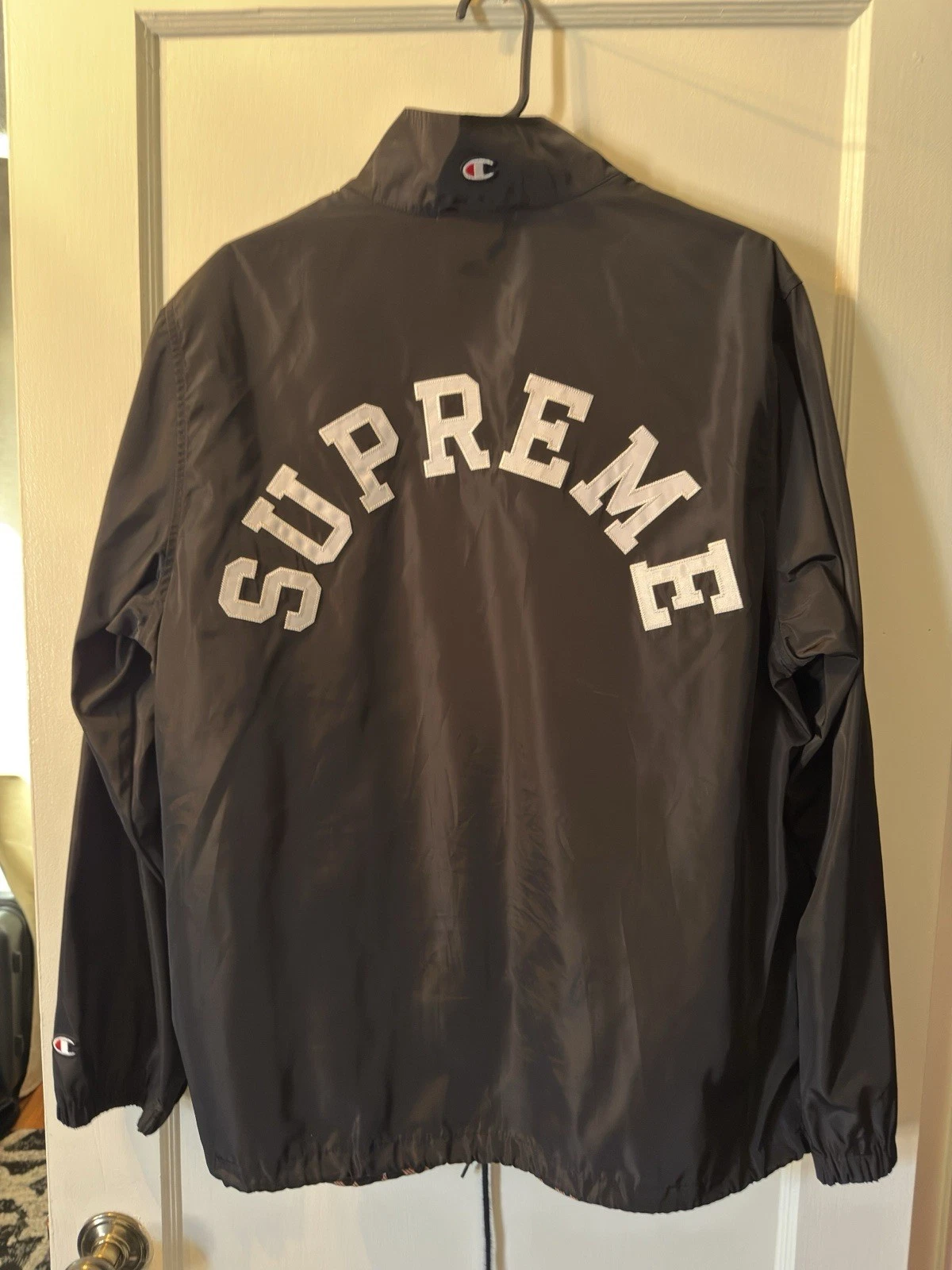 Giacca a vento Supreme x Champion Coaches 1 4 zip uomo grande nera cucita