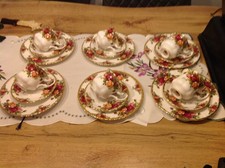 6 Gedecke Royal Albert Old Country Roses, Tasse, Untertasse, Kuchenteller, Top