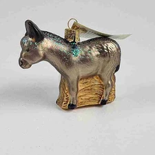 Kurt Adler 4" wide Donkey Glass Christmas Ornament