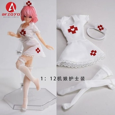 1/12 Female Sweet Dress Hat Stockings Nurse Uniform For 6'' Snail Shell Figures