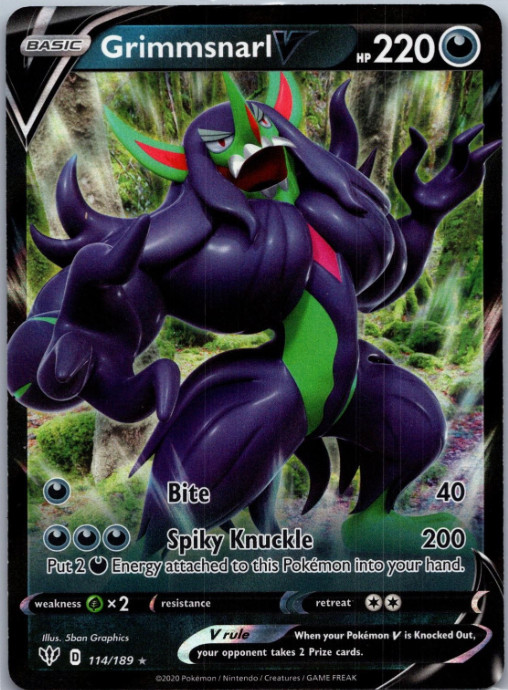 Grimmsnarl V 114/189 Holo V Rare Darkness Ablaze Pokemon - NM/M