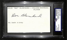 Doc Blanchard Signed/Auto 3x5 Index Card Army 1945 Heisman PSA/DNA 197826