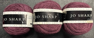 3 Skeins Jo Sharp Super Soft Ex Long Fiber 100% Pure Wool Mulberry Color 325