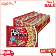 Nissin Top Ramen Noodle Soup, Beef, 3 Ounce (Pack of 24)