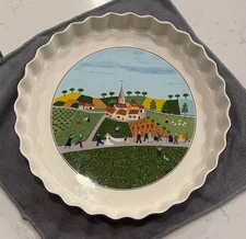 Villeroy & Boch Vilbofour Naif Wedding Quiche, Pie Tart Serving Dish 11.5 inch