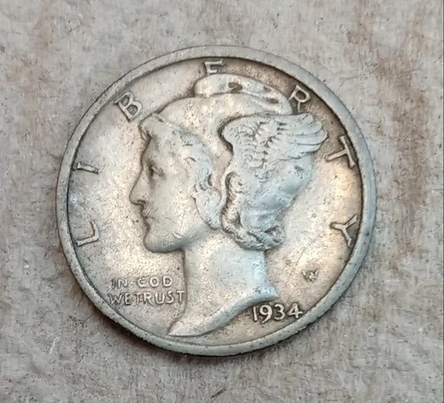 1934-D Mercury Dime 90% Silver Coin In Higher Grade = Veryfine Condition