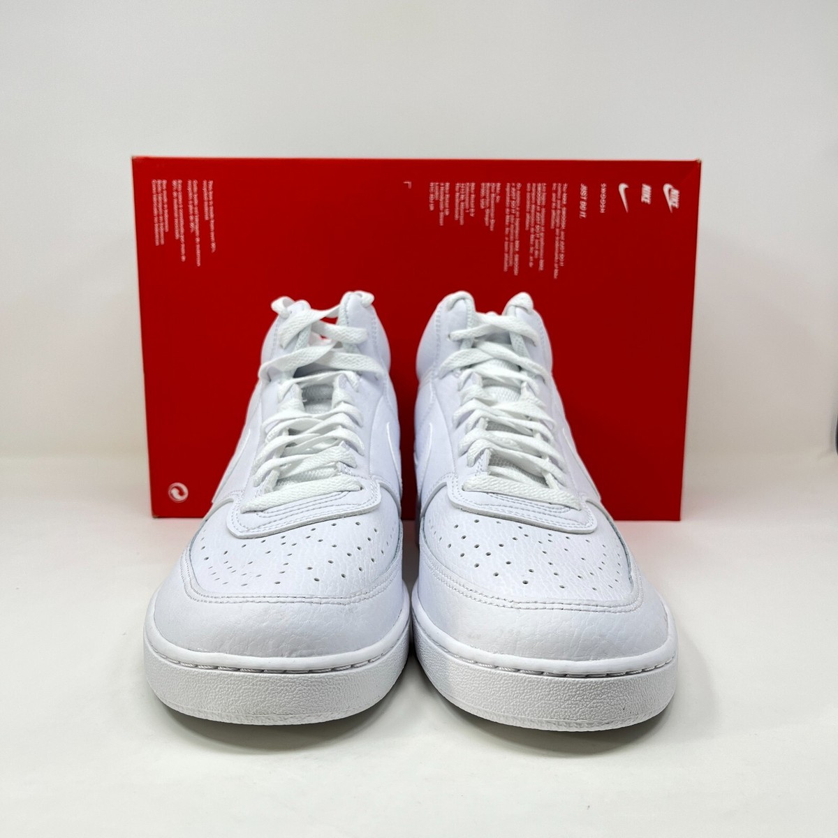 Nike Court Vision Mid White Athletic Casual Shoes Size Men 