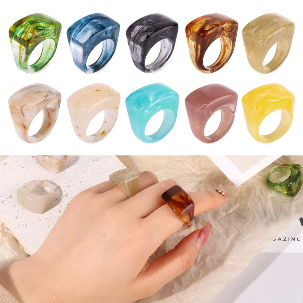 Decor Acrylic Jewelry Acrylic Ring Irregular Figure Resin Rings