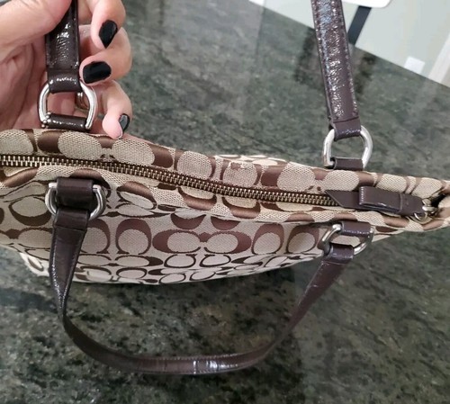 Coach Signature Canvass Stripe Tote Handbag - Picture 12 of 15