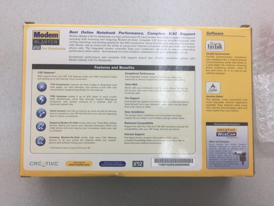 Creative Modem Blaster V.92 PCMCIA 56k Modem PC Card DI5611 - Image 4 of 4