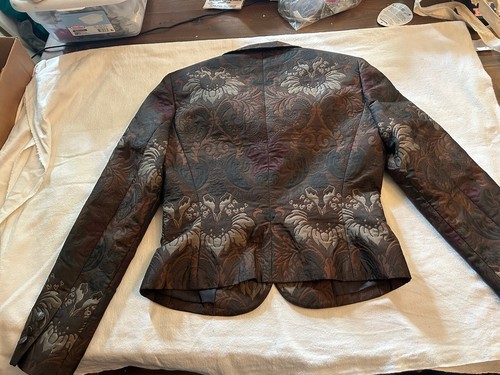 Allen B Schwartz Brown Paisley Print Blazer Jacket Size 4 floral - Picture 7 of 8