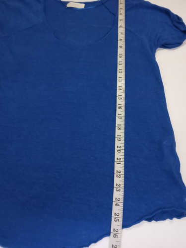 ZARA Collection Linen Navy Blue Top Womens Medium Scoop Neck Short Sleeve Summer - Picture 5 of 7