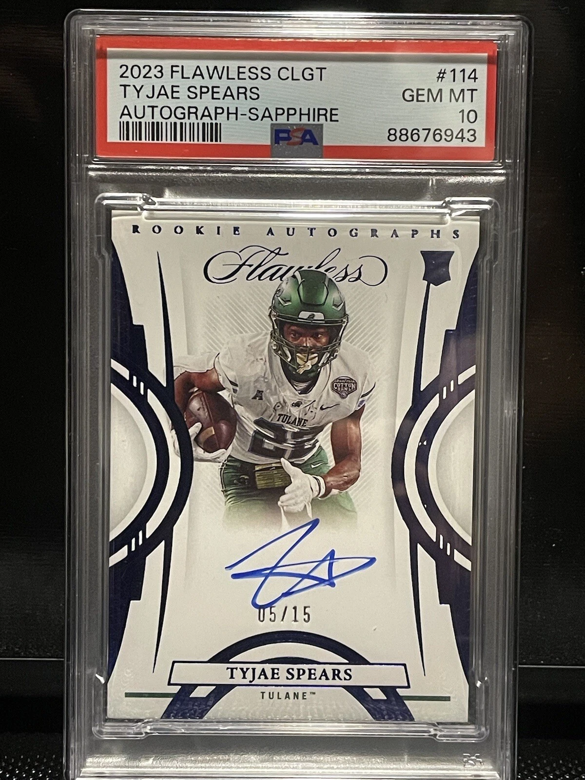 Tyjae Spears Panini Flawless Collegiate #114 Autograph-Sapphire