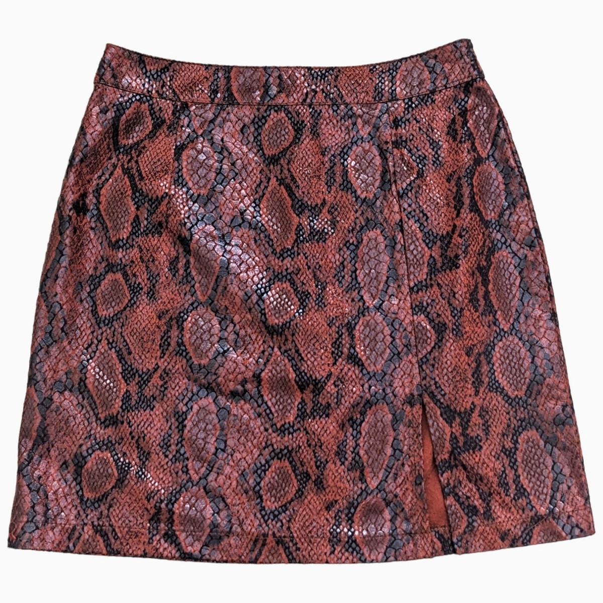 Nasty Gal High Waist Faux Leather Snake Print Mini Skirt Womens