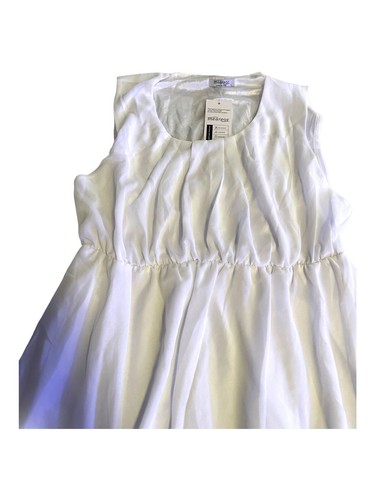 Meaveor Juniors Large Fit & Flare Dress Lined White Striped with Blue and brown - Picture 2 of 12