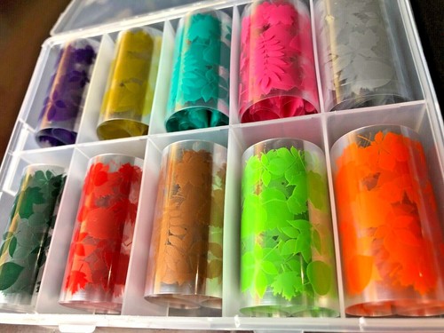 Nail Foil Transfer Decals - New - Clear Fall Leaves - Transfer Foils - Foto 3 di 4