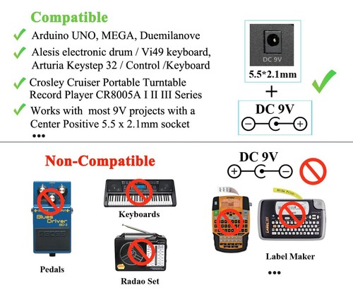 Adaptateur d'alimentation DC 9V 05A Fiche 55mm x 21mm Centre Positif - Photo 3 sur 8
